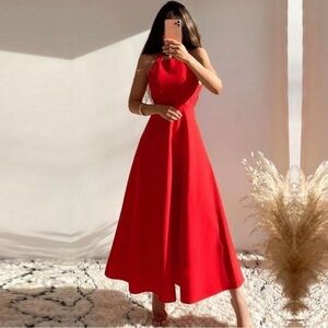 ❤️NEW with tags❤️Zara Linen Blend Red Halter Dress